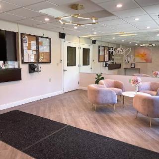 A welcoming and modern waiting area with comfortable seating and stylish decor.