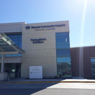 A sunny view of a healthcare facility.