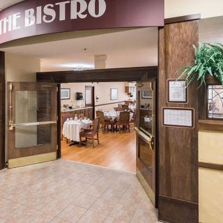 Entrance to the bistro with a view of the dining area.