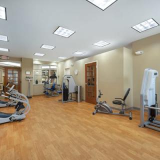 A modern gym equipped with a variety of exercise machines.