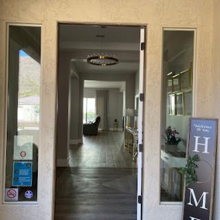 A glimpse into a stylish modern home entrance.