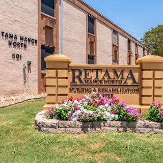 Retama Manor Nursing & Rehabilitation facility welcoming residents with its charming landscape.