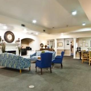 A cozy lobby with comfortable seating and elegant decor.