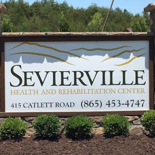 Sign for Sevierville Health and Rehabilitation Center located at 411 Catlett Road.