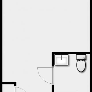A simple floor plan showing a small bathroom layout.