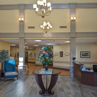 A welcoming lobby area featuring modern decor and bright lighting.