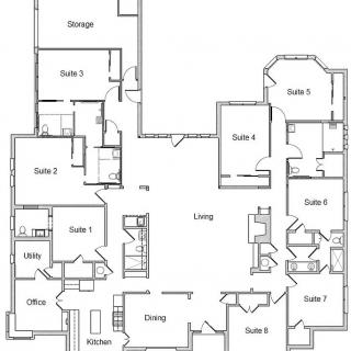 A detailed floor plan of a house showing multiple rooms and their layout.