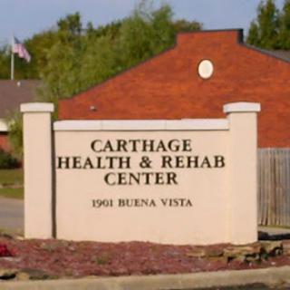 Carthage Health & Rehab Center sign located on Buena Vista.
