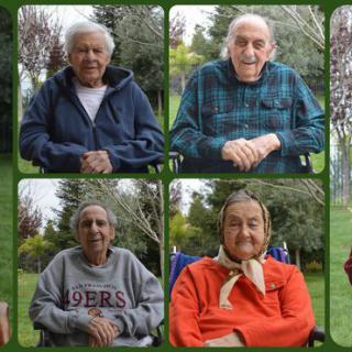 Portraits of elderly individuals enjoying the outdoors.