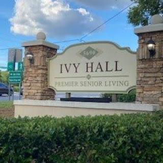 The entrance sign for Ivy Hall, a senior living community.
