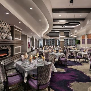 A modern and elegant restaurant interior with stylish decor and comfortable seating.