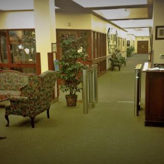 A welcoming lobby area featuring comfortable seating and greenery, designed for relaxation and reception.