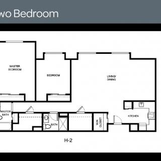 Floor plan of a two-bedroom apartment.