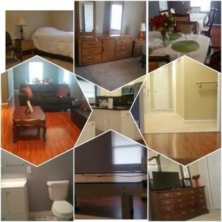 Collage of home interiors showcasing different rooms and furniture.