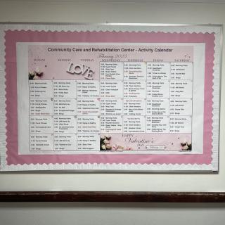 A hospital meal plan poster detailing daily menus for patients.
