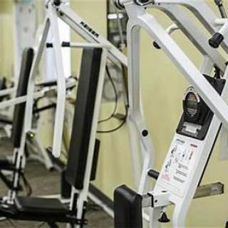 A close-up view of gym exercise machines designed for strength training.