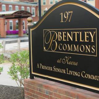 Sign for Bentley Commons, a premier senior living community.