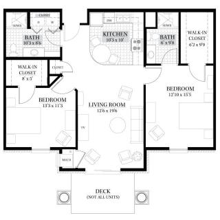 A detailed floor plan of an apartment showing the arrangement of rooms and spaces.