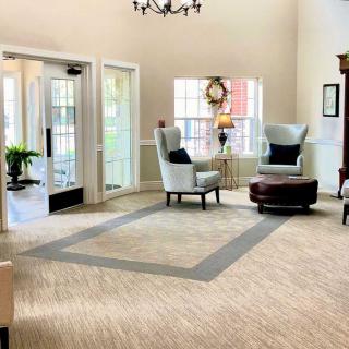 A welcoming lobby with comfortable seating and natural light.