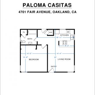 Floor plan of Paloma Casitas at 4701 Fair Avenue, Oakland, CA.