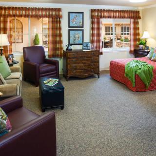 A cozy living room with comfortable seating and warm decor.