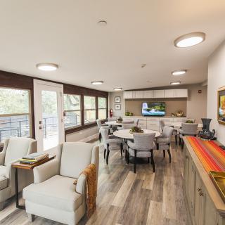 A modern living room with comfortable seating and bright decor.