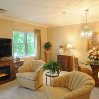 A cozy living room featuring comfortable seating, a television, and decorative plants.