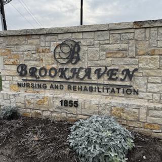 Entrance sign of Brookhaven Nursing and Rehabilitation facility.