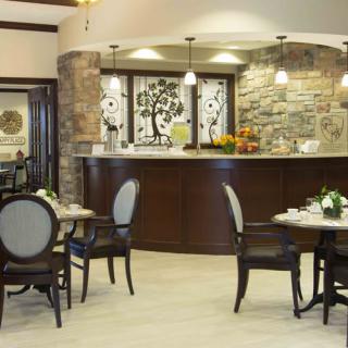 A cozy dining area with elegant decor and a welcoming ambiance.
