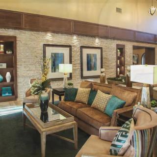 A cozy living room with elegant furniture and stylish decor.