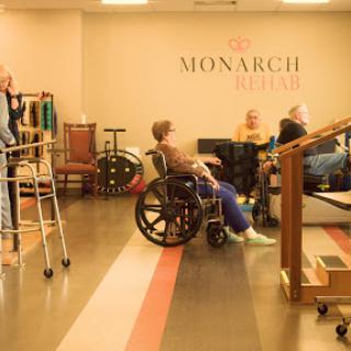 Residents at a rehabilitation facility engaging in therapy activities.