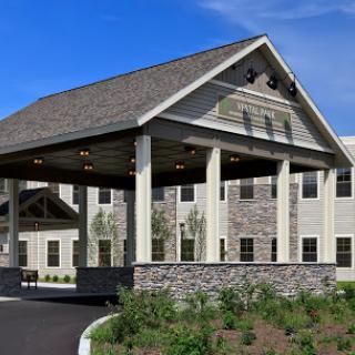 A modern building entrance showcasing attractive architectural features.