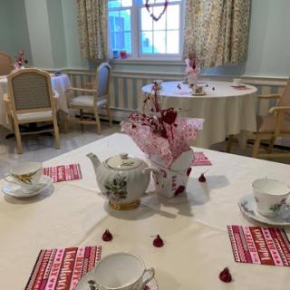 A beautifully arranged tea setting ready for a special occasion.