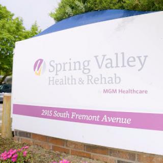 Entrance sign of Spring Valley Health & Rehab located at 215 South Promenade Avenue.