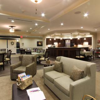 A modern living room with comfortable sofas and stylish interior design.