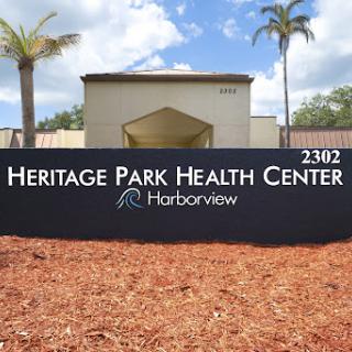 Heritage Park Health Center sign, indicating a community healthcare facility.