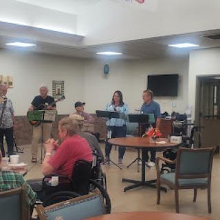 A lively music performance at a community gathering.