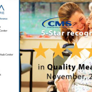 A healthcare facility proudly displaying its CMS 5-Star recognition for quality in patient care.