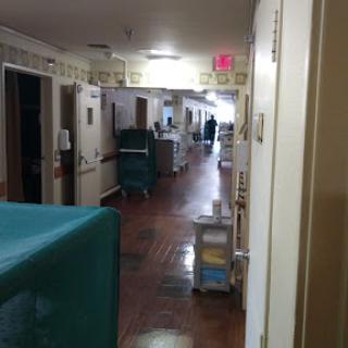 A view of a hospital corridor showcasing the patient care area.