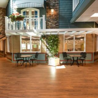 An inviting indoor cafe with cozy seating and a touch of greenery.