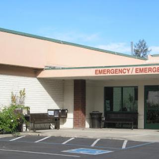 The entrance to an emergency medical facility.
