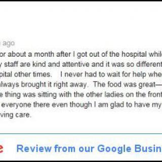A positive review from Google Business about a healthcare facility.