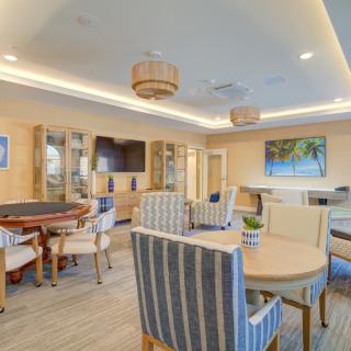 A modern lounge area with comfortable seating and elegant interior design.