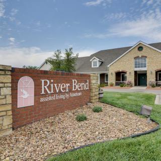 Entrance sign for River Bend assisted living community.