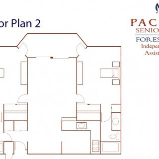 Floor plan layout for Pacifica Senior Living establishment.