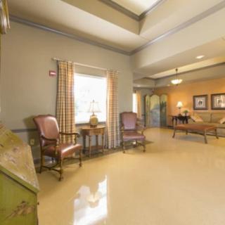 A welcoming lobby area with classic furniture and decor.