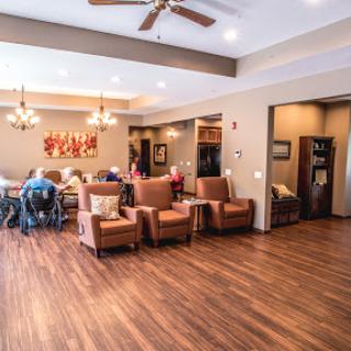 A cozy lounge area designed for relaxation and social interaction.