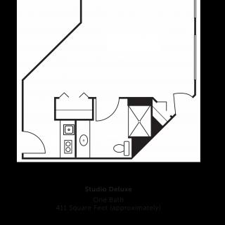 Compact bathroom floor plan with essential fixtures.