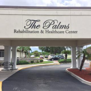 Entrance to The Palms Rehabilitation & Healthcare Center.