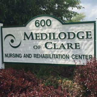 Sign for Medilodge of Clare Nursing and Rehabilitation Center.